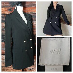 H&M Black Blazer with White Buttons